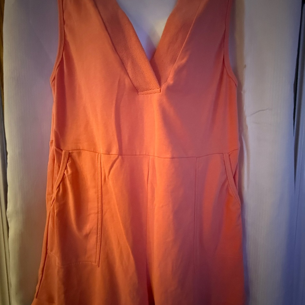 V-Neck Orange Sleeveless Dress
